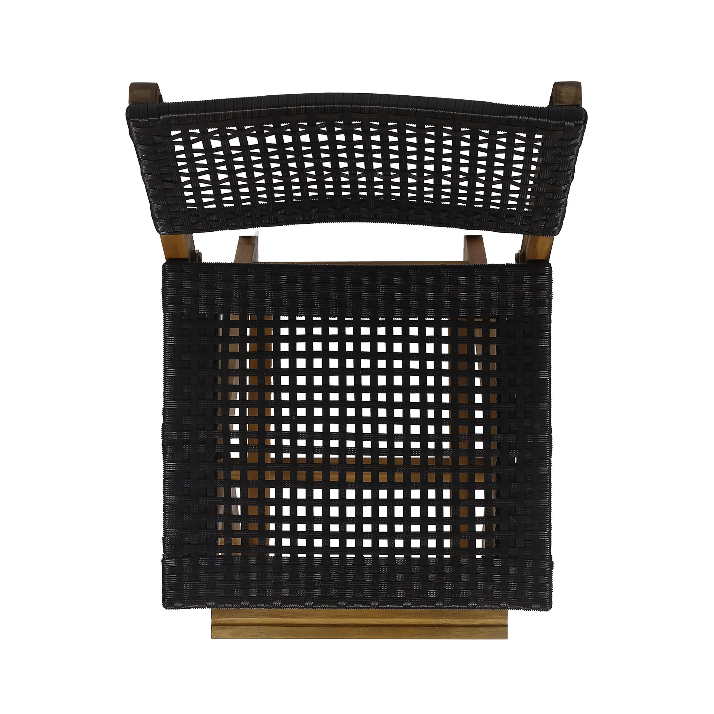 GDF Studio Omaha Outdoor Acacia Wood and Wicker 3 Piece Square Bar Bistro Set, Teak and Brown