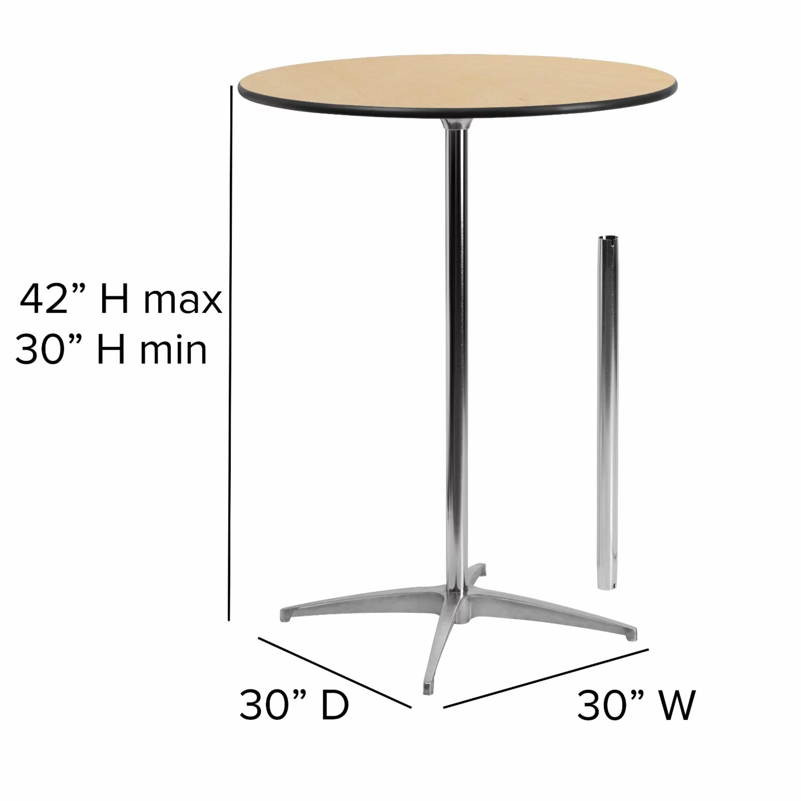 Flash Furniture Lars 30 in. Round Adjustable Height Wood and Metal Cocktail Table