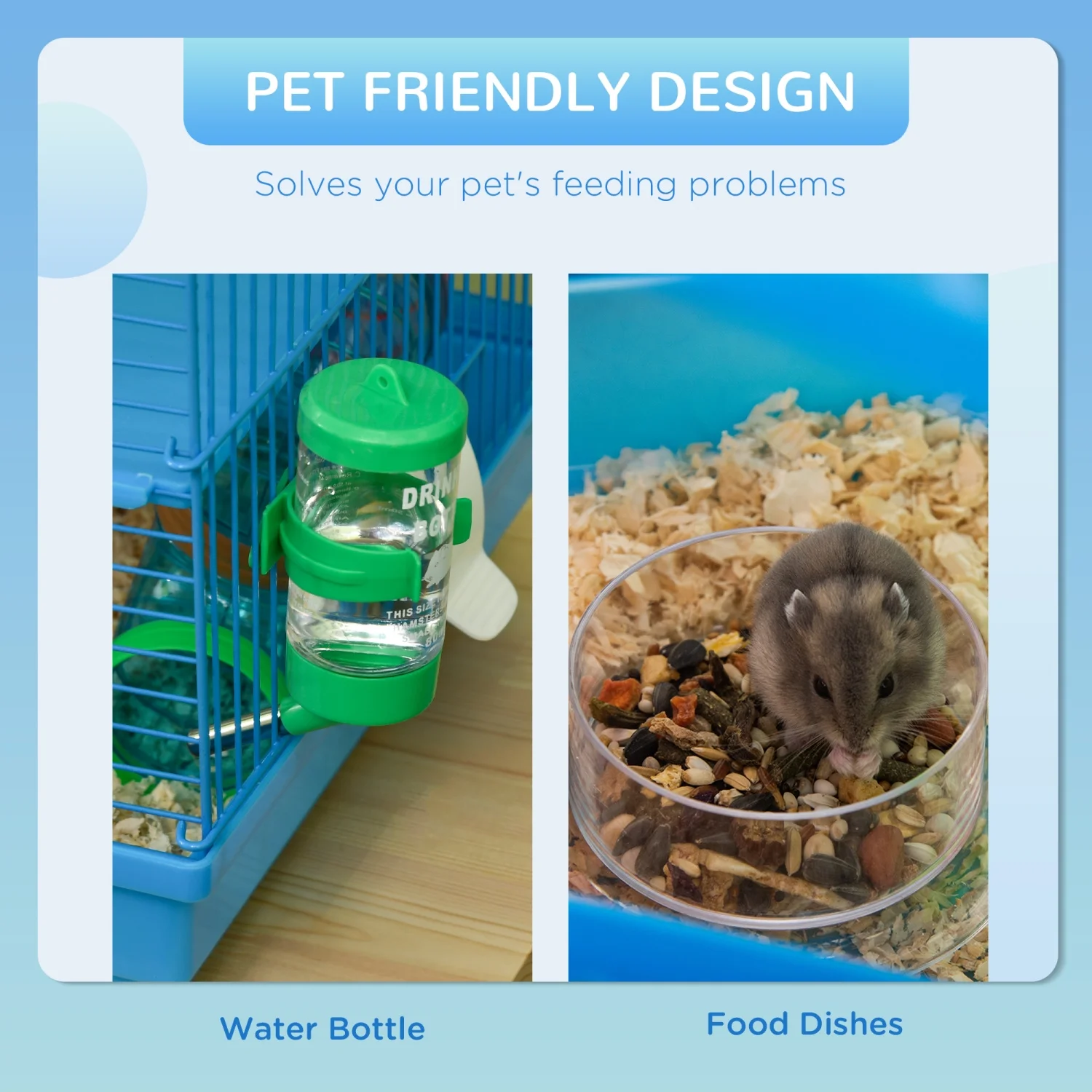 DremFaryoyo PawHut 18.5” 5 Tier Hamster Cage with Tubes and Tunnels  Small Animal Cage  Rat Gerbil Cage with Water Bottle  Food Dish  Exercise Wheel  Blue