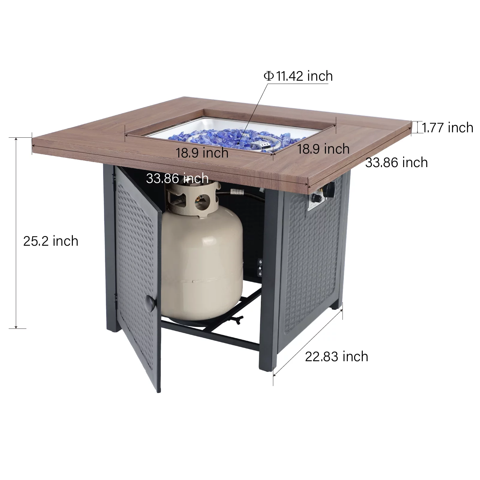 MF Studio 5 Pieces Patio Dinning Set with Gas Fire Pit Table