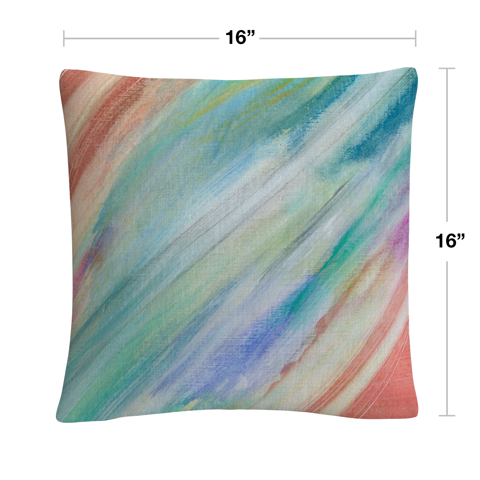 Sorbet Skies' Colorful Shapes Line Composition By Anthony Sikich 16 X 16 Decorative Throw Pillow