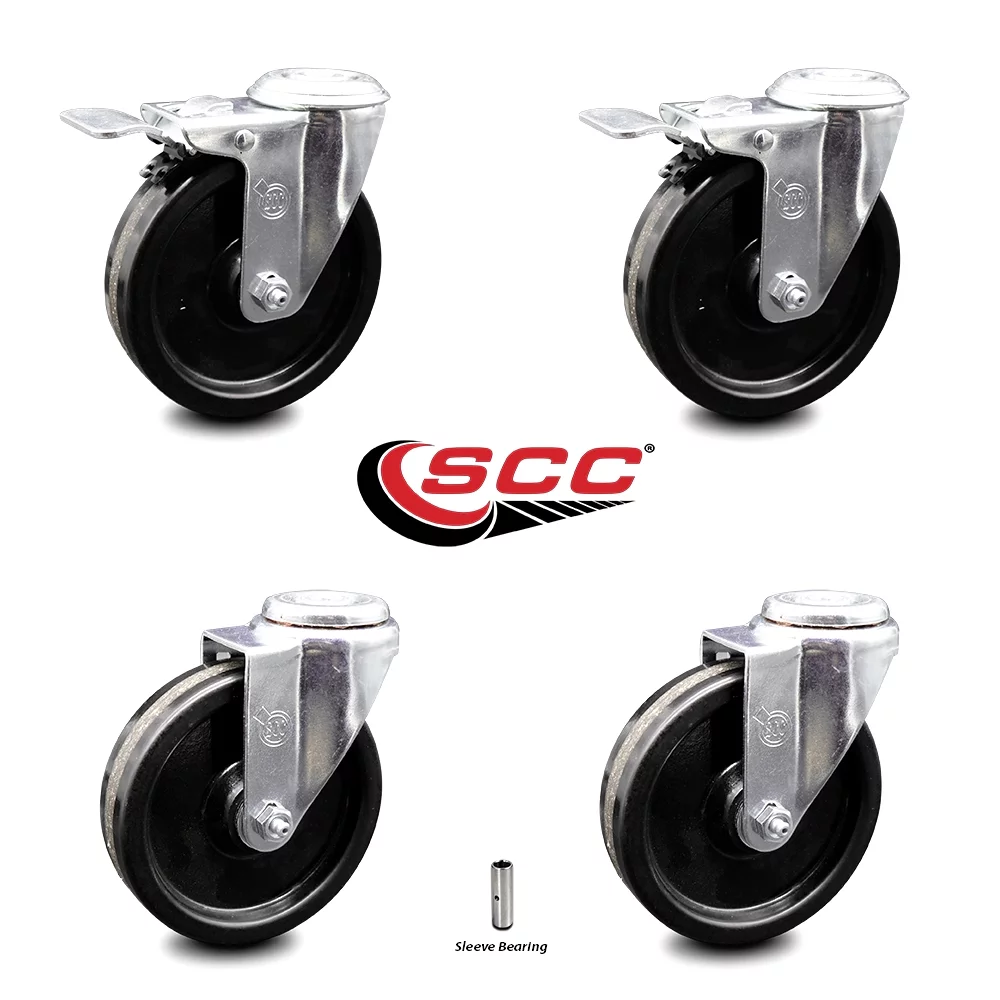 Phenolic Swivel Bolt Hole Caster Set of 4 w/5