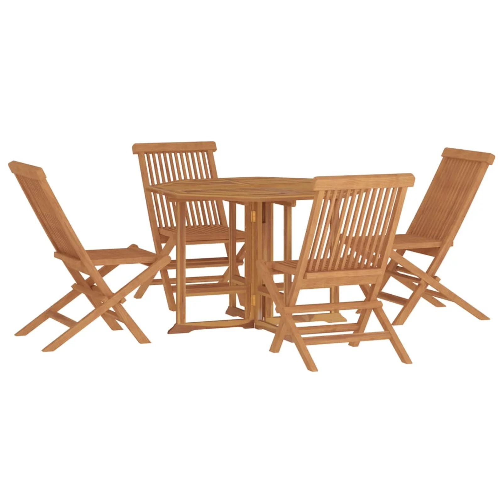 Aibecy 5 Piece Folding Patio Dining Set Solid Wood Teak