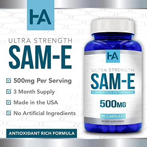 Healing Awakening SAM-e 500mg 90 Capsules (S-Adenosyl Methionine)