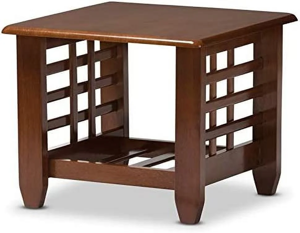 HYHBIBOOM Modern Wood End Table with Open  in Cherry Brown