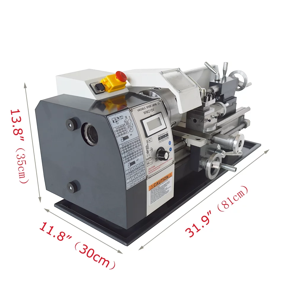 Mini Metal Bench Lathe Variable Speed Precision Inch Instrument Machine Threaded Version WM210V 900W 8