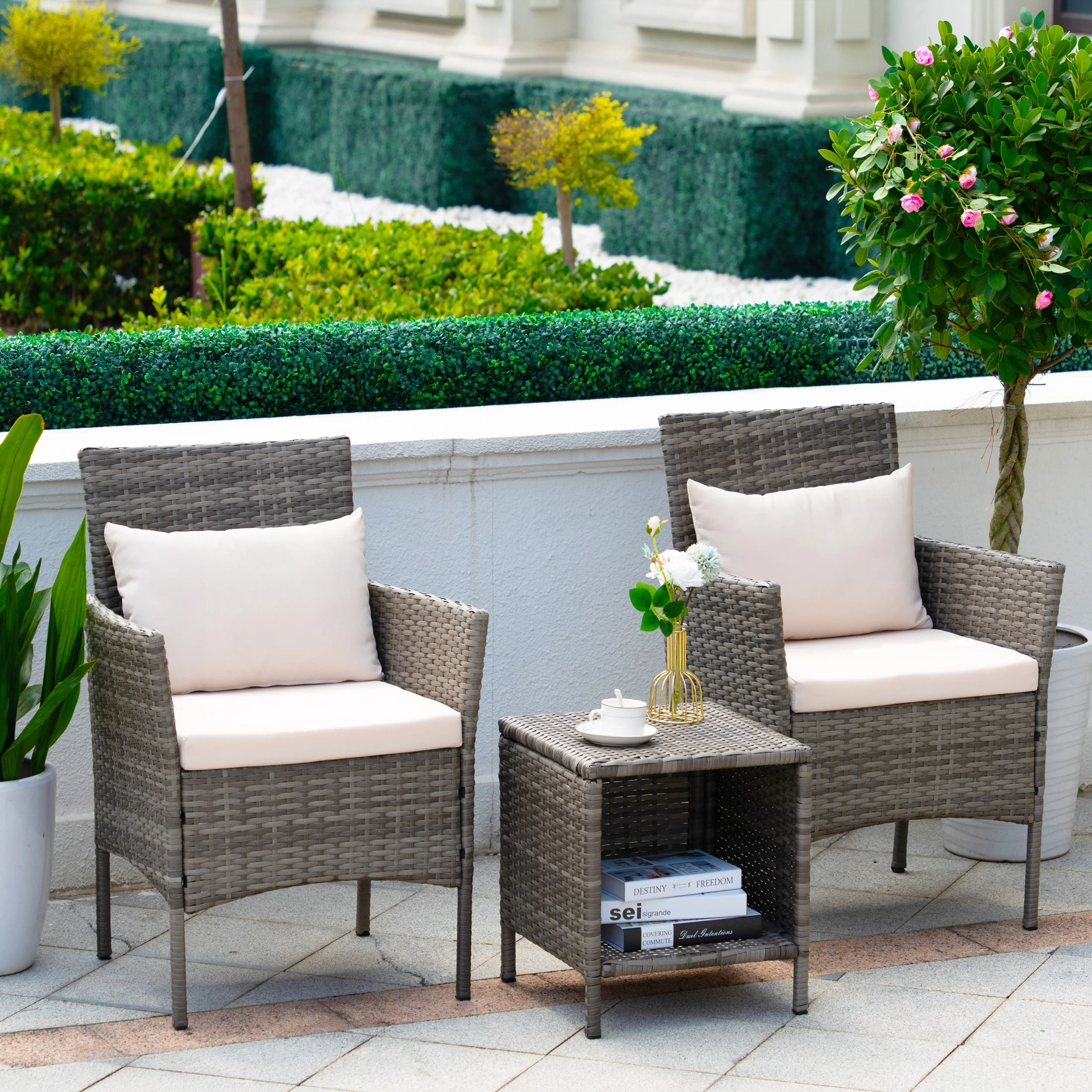 Tappio Patio Conversation Bistro Set Outdoor Chat Furniture Porch Balcony Furniture Set ( Set of 3) - 33