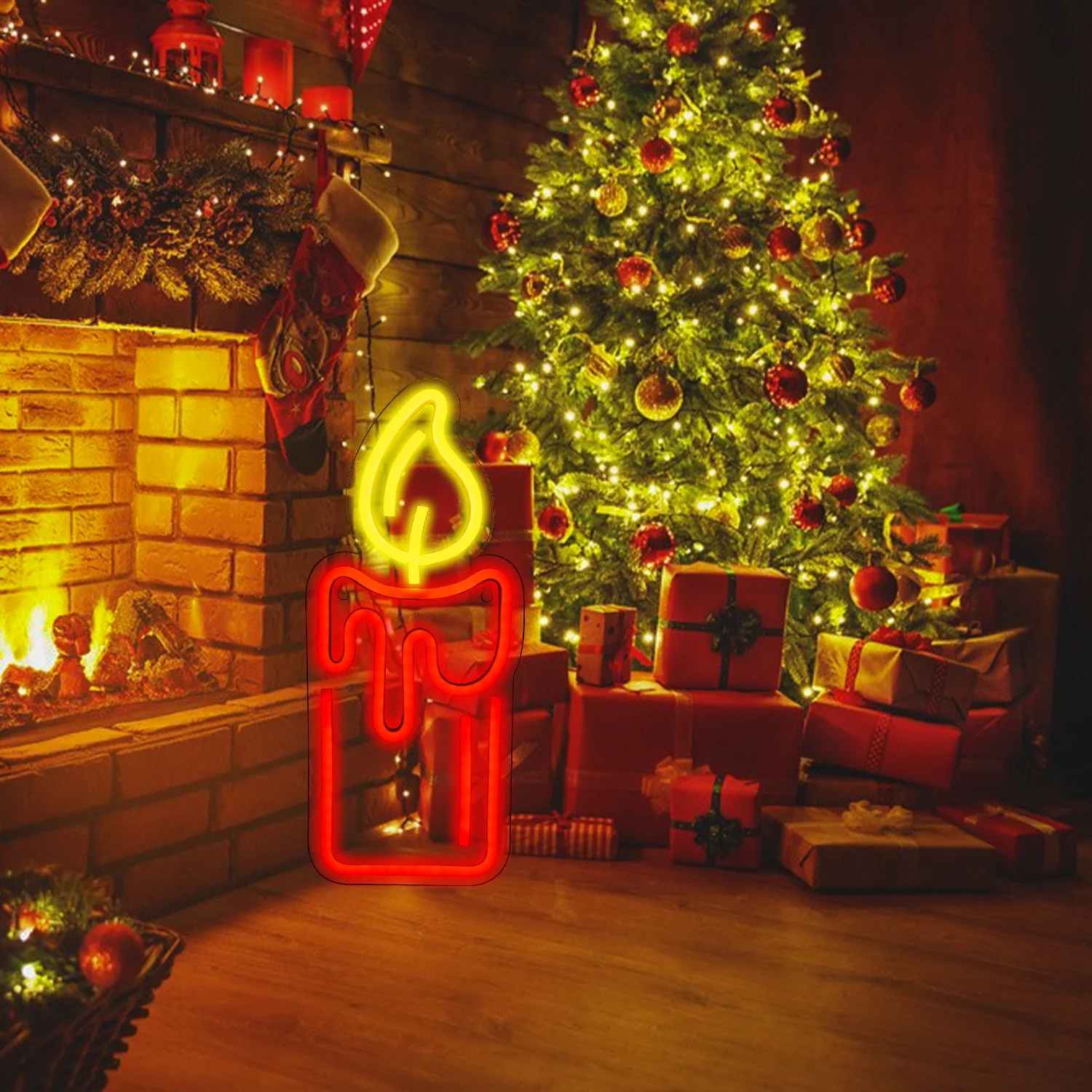 Wanxing Candle LED Neon Light Signs USB Power for Home Party Bedroom Wedding Bar Club Wall Decoration