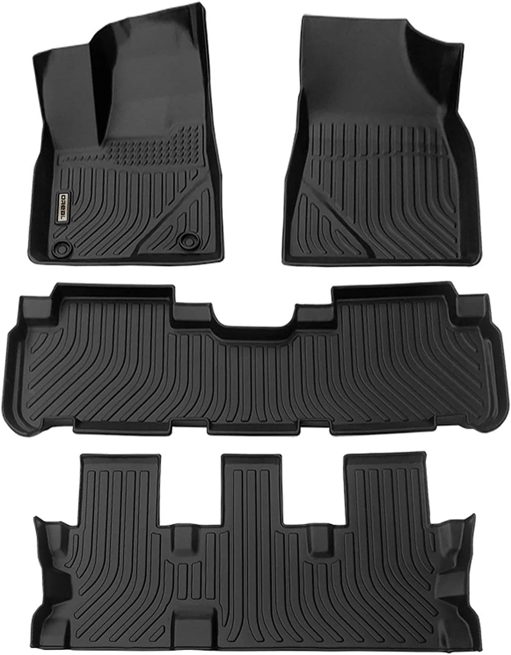 Black Floor Mats Liners Replacement for Highlander 8 Seats 2014-2019 Heavy Duty All Weather Guard Front Rear Auto Carpet-Custom Fit-Tough/Durable/Odorless