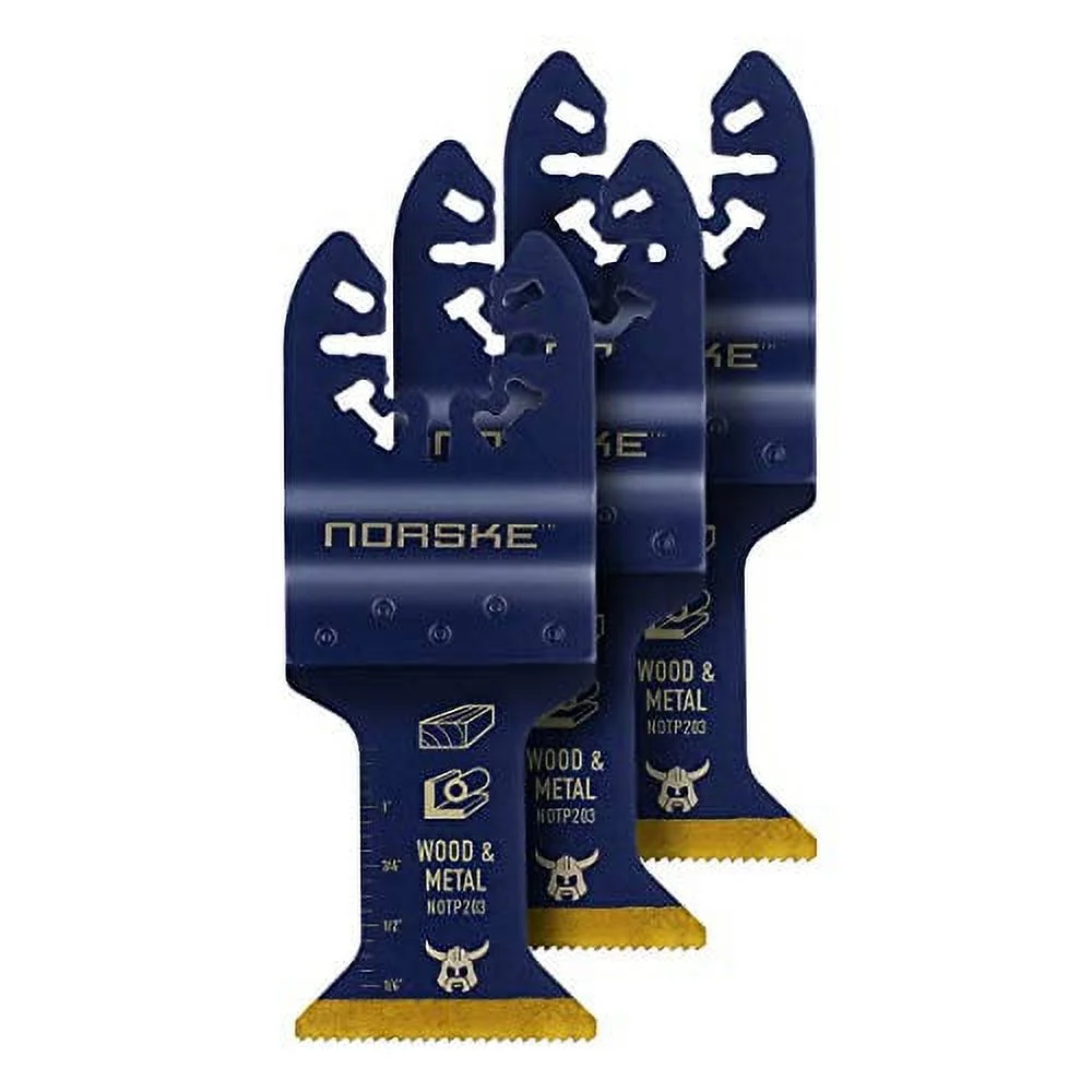Norske Tools NOTP272 1-1/4 inch Wood and Metal Flush Cut Titanium Oscillating Multi Tool Accessory Blades (3 Pack Set)