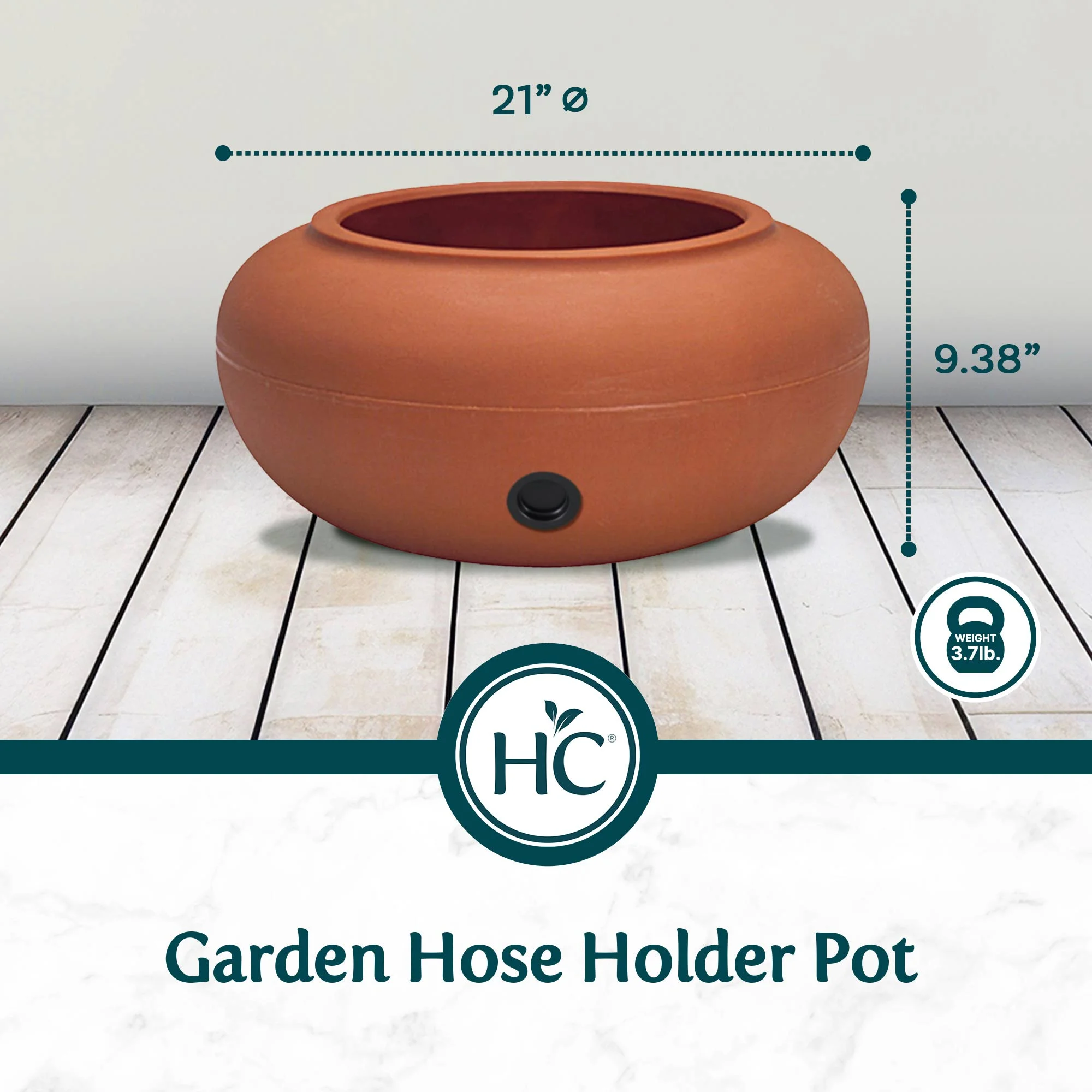 The HC Companies 21 Inch Garden Hose Pot, Terra Cotta (2 Pack)