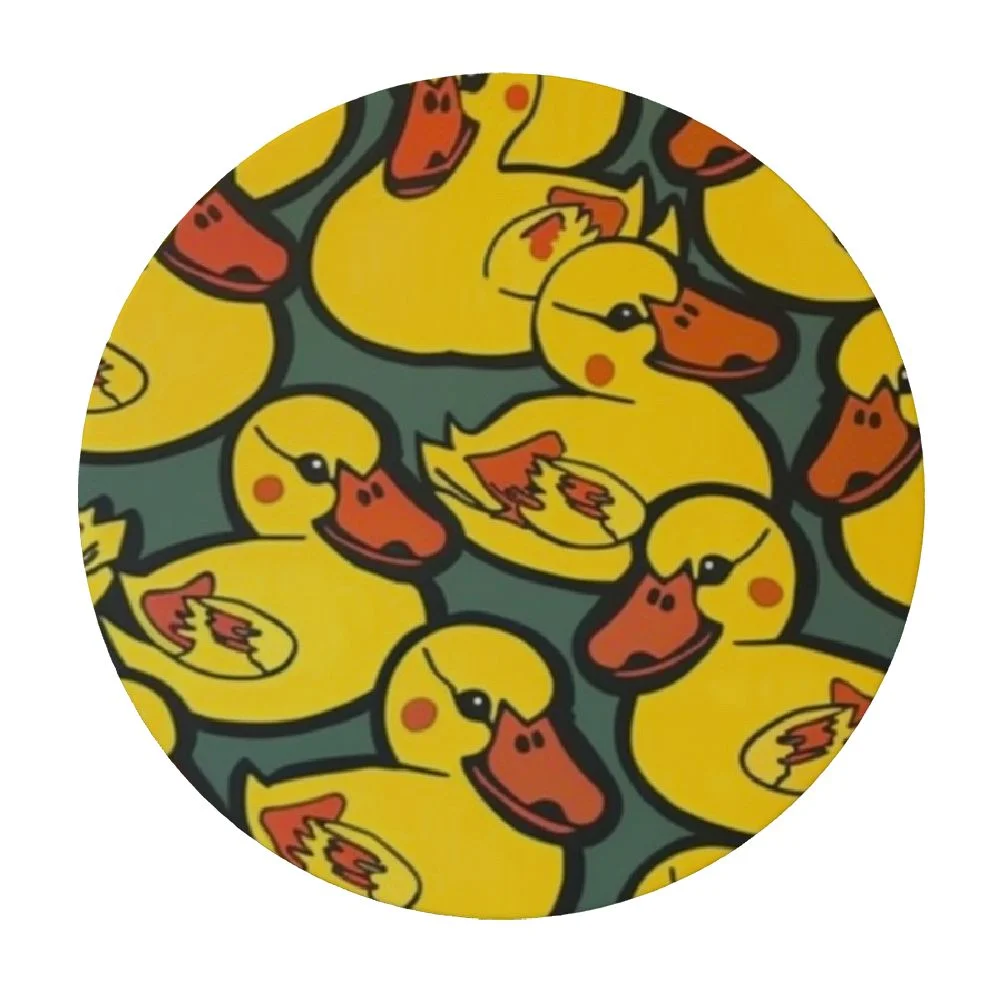 Patifu Cute Rubber Ducks Tablecloth with Elastic Edge, Round Table Cloth Yellow Cartoon Ducky Washable Reusable Table Cover for Kitchen Dining Party Picnic, Medium   White