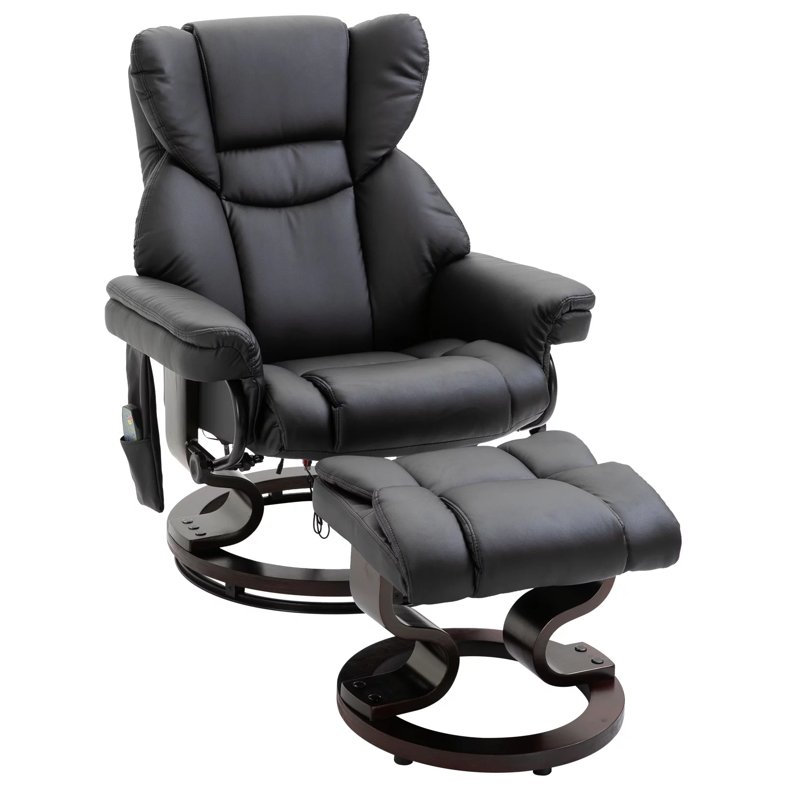 Massage Recliner Chair with Footrest, 10 Vibration Levels, Faux Leather, Black