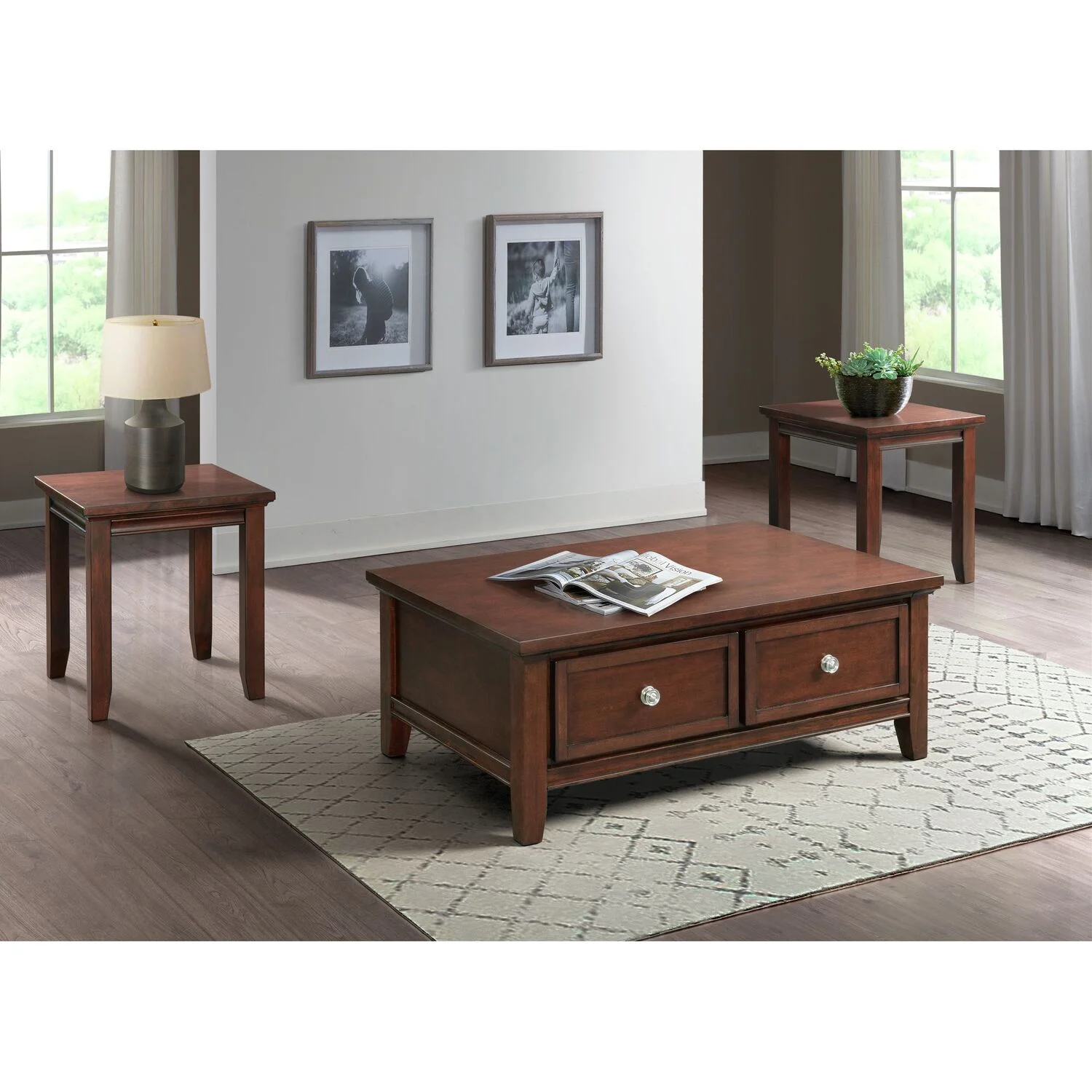 Picket House Furnishings Rouge 3PC Occasional Table Set in Cherry