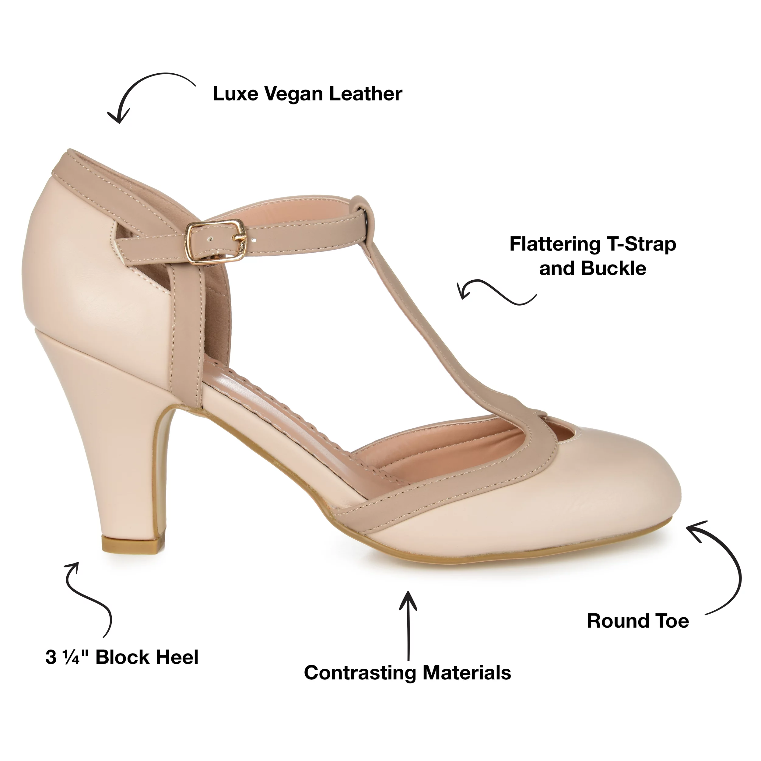 Journee Collection Womens Olina Narrow Width Round Toe High Block Heel Pumps