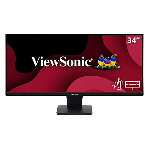 ViewSonic VA3456-MHDJ 34 Inch 21:9 UltraWide WQHD 1440p IPS Monitor with Ultra-Thin Bezels, Ergonomics Design, HDMI, and DisplayPort Inputs for Home and Office