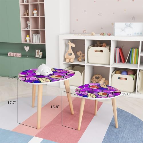 YPDRYGV Small Coffee Nesting  Abstract Stained Glass Mosaic Violet Circles Triangle End  Center   Modern   Room Bedroom Balcony