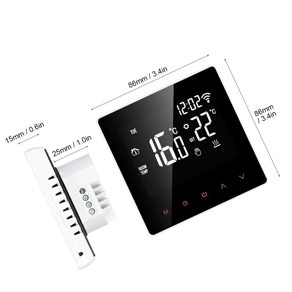Anself Smart Digital Controller APP Control LCD Display Touch Screen Week Programmable Electric Floor Heating for Home School Office Hotel 16A