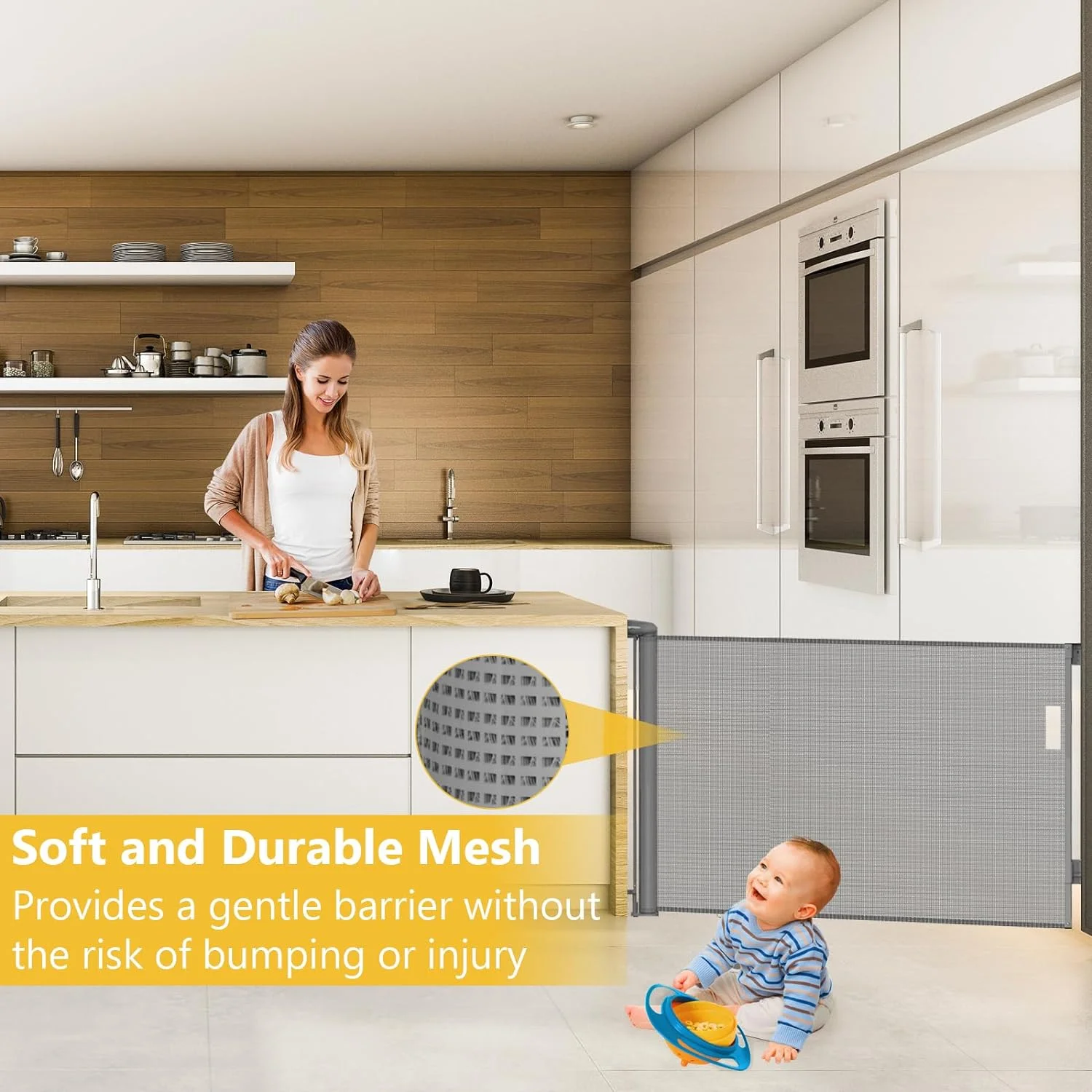 Retractable Baby Gates - Dog Gates for Doorways, Stairs, Hallways, Indoor/Outdoor, 33