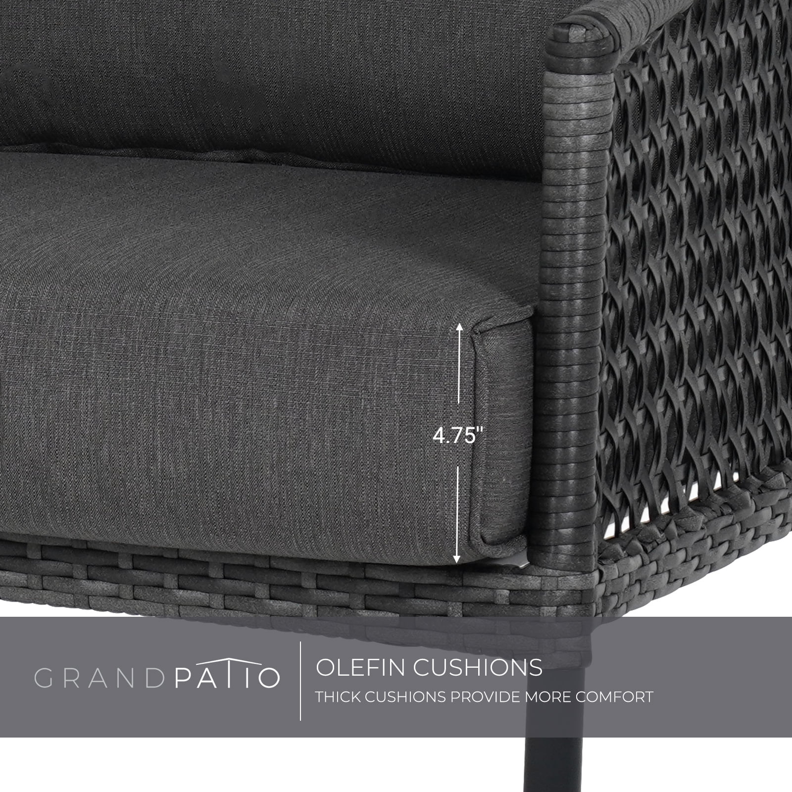 Grand Patio Outdoor Furniture Wicker 3 Pieces Set, 2 Chairs and 1 Table, Gray