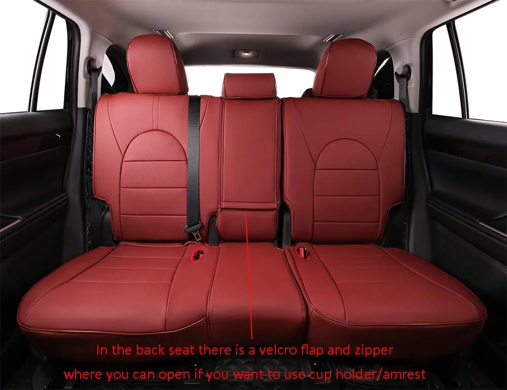 EKR Custom Fit Yukon Car Seat Covers for GMC Yukon SLE,SLT,AT4 2015 2016 2017 2018 2019 2020 2021 2022 2023 - Full Set Leather Auto Seat Covers(Burgundy)