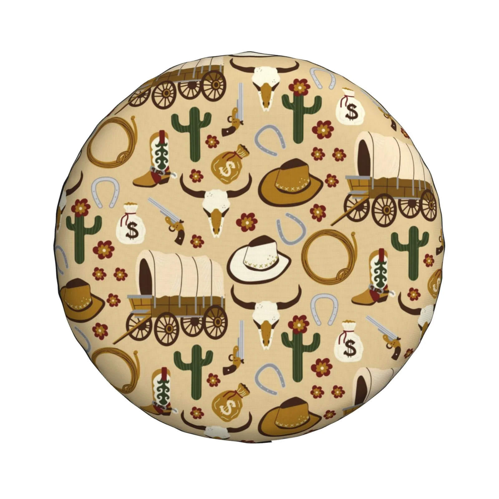 Easygdp Wild West Cowboy Wheel Sun Guard, Spare Tire Cover,Universal Trailer Suv Truck Camper Travel,Easy To Install And Remove -16 Inch