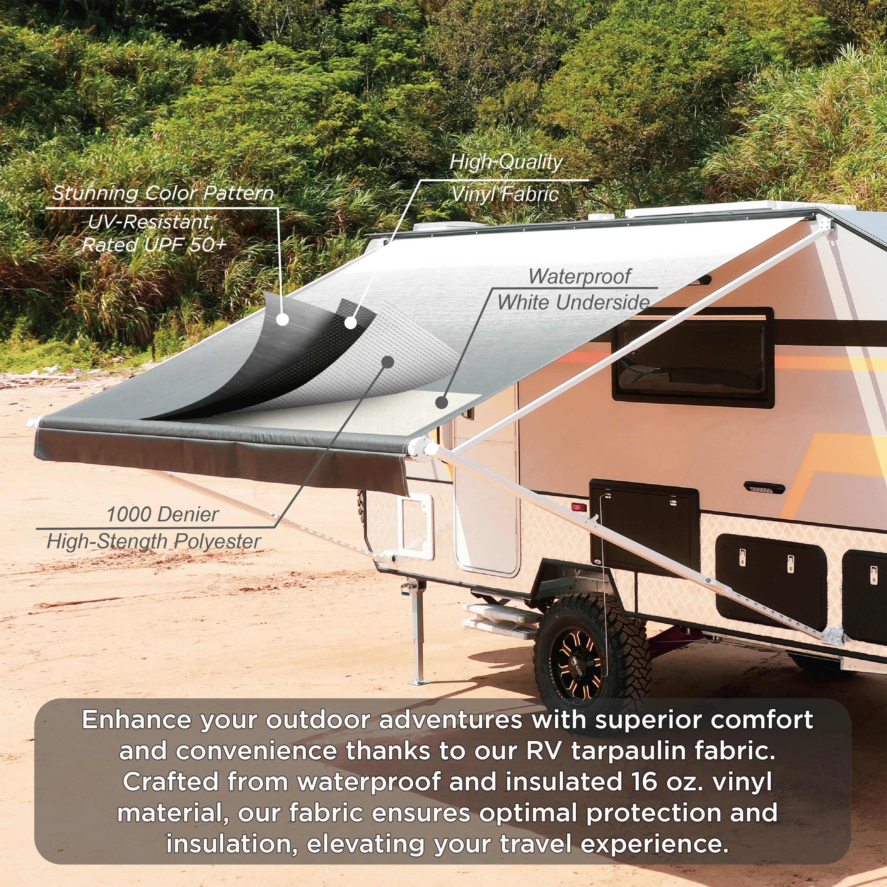 ALEKO Retractable RV Awning 12X8 ft Patio Camping Waterproof Vinyl Canopy Black