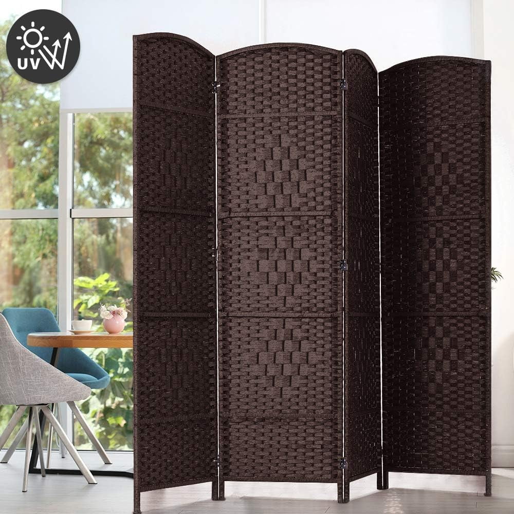 YPDRYGV Room dividers 6 ft. Tall-20 Wide Freestanding Privacy Screen with  Woven Fiber  Foldable Panel Partition Wall Divider  Double-Hinged Room Dividers(Brown  6 Panel)
