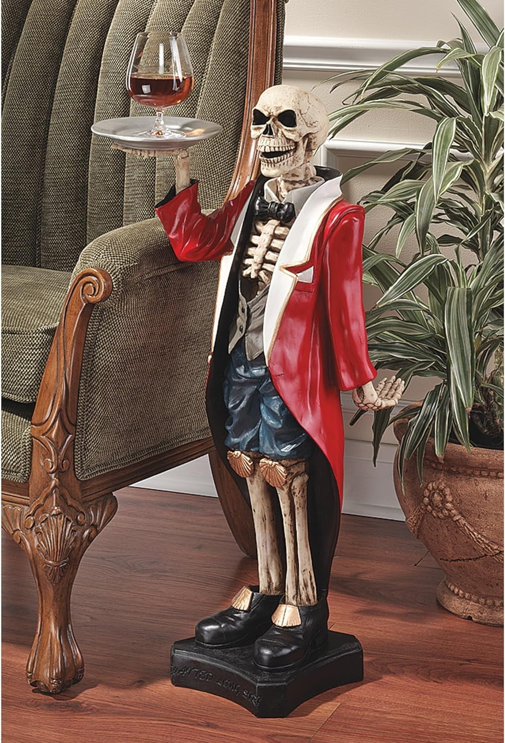 Bones The English Skeleton Butler Gothic Pedestal Table, 36 Inch, Polyresin, Full Color,CL984