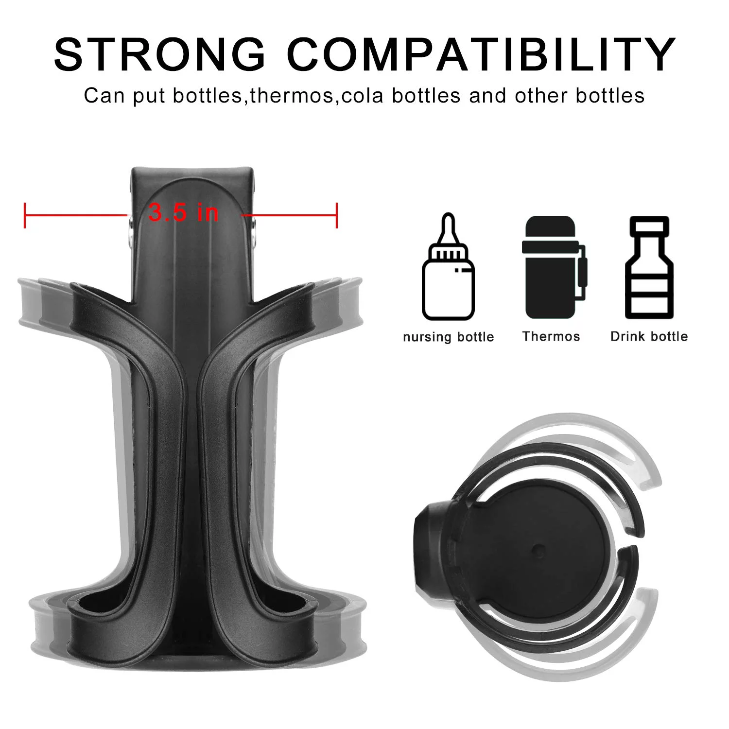2PCS Stroller Cup Holder, Bike Cup Holder, Universal Cup Holder for  Baby Strollers, 360 ° Rotatable Cup Holder for Stroller, Bike, Wheelchair, Walker, Scooter .