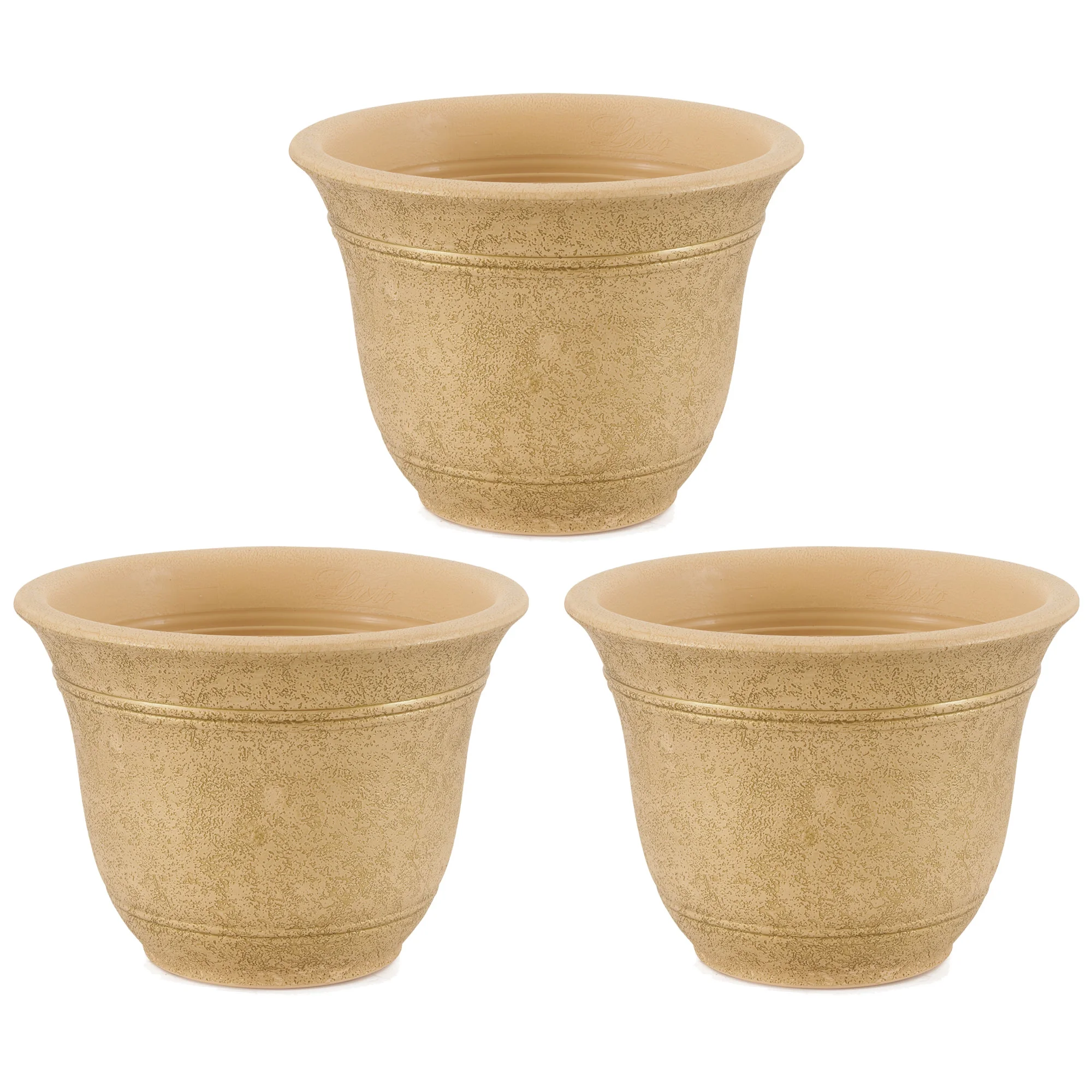 HC Companies Sierra 10 Inch Round Garden Planter Pot (3 Pack)