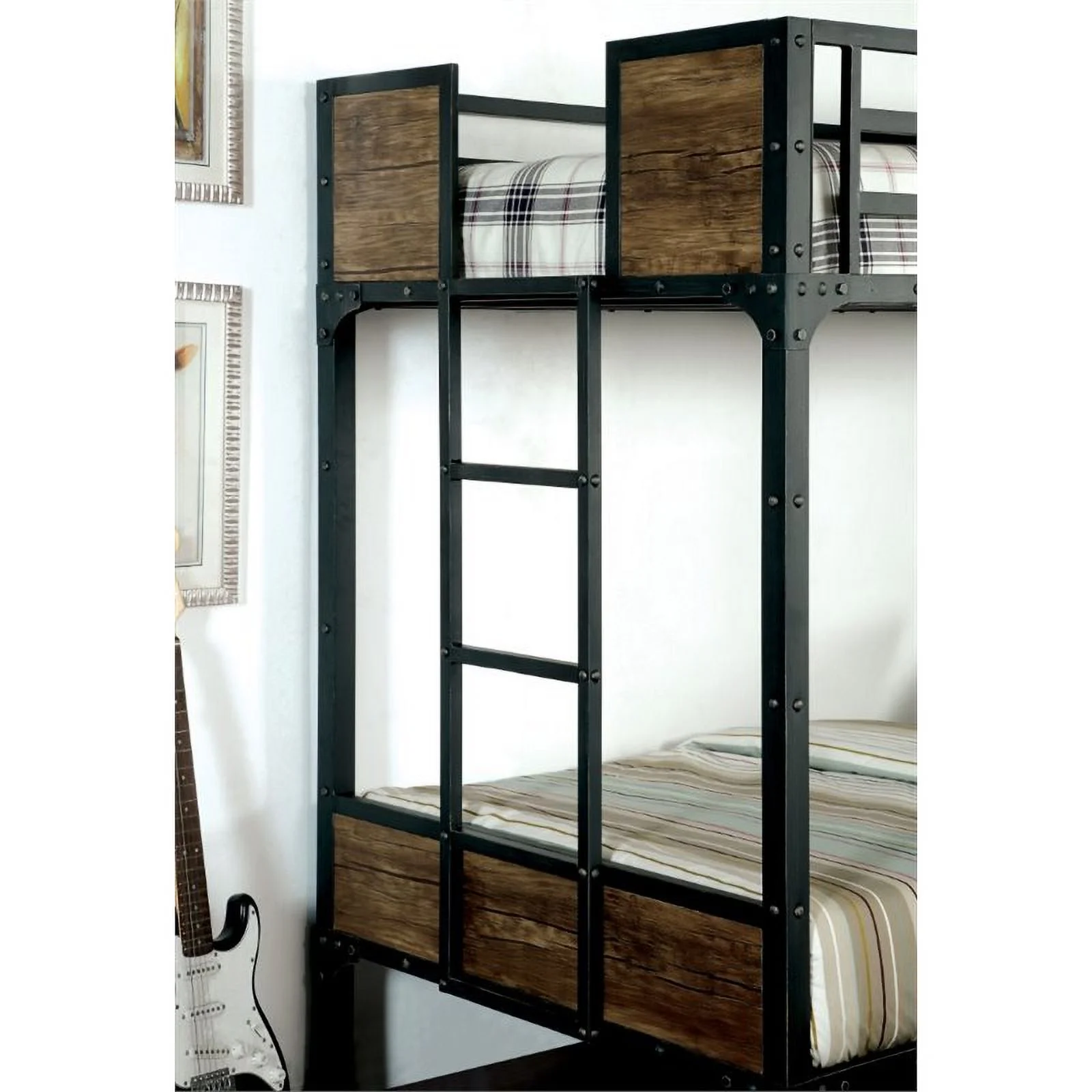 Bowery Hill Twin over Twin Bunk Bed in Black