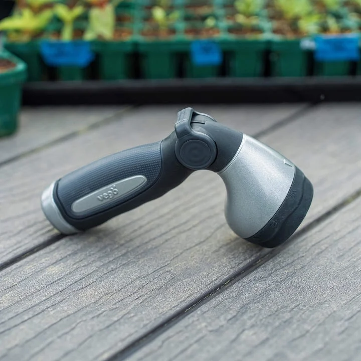 Vego Garden Hose Nozzle 9 Spray Patterns, Metal, Thumb Control, on/off Valve, High Pressure Heavy Duty Water Hose Spray Nozzle-Tidepool Blue