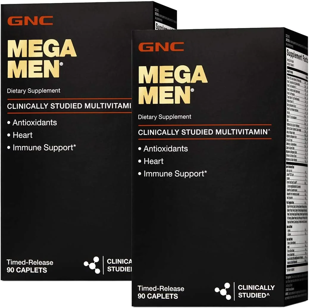 GNC Mega Men Multivitamin | Antioxidants, Heart Health, and Immune Support | Twin Pack (2 x 90 Count)