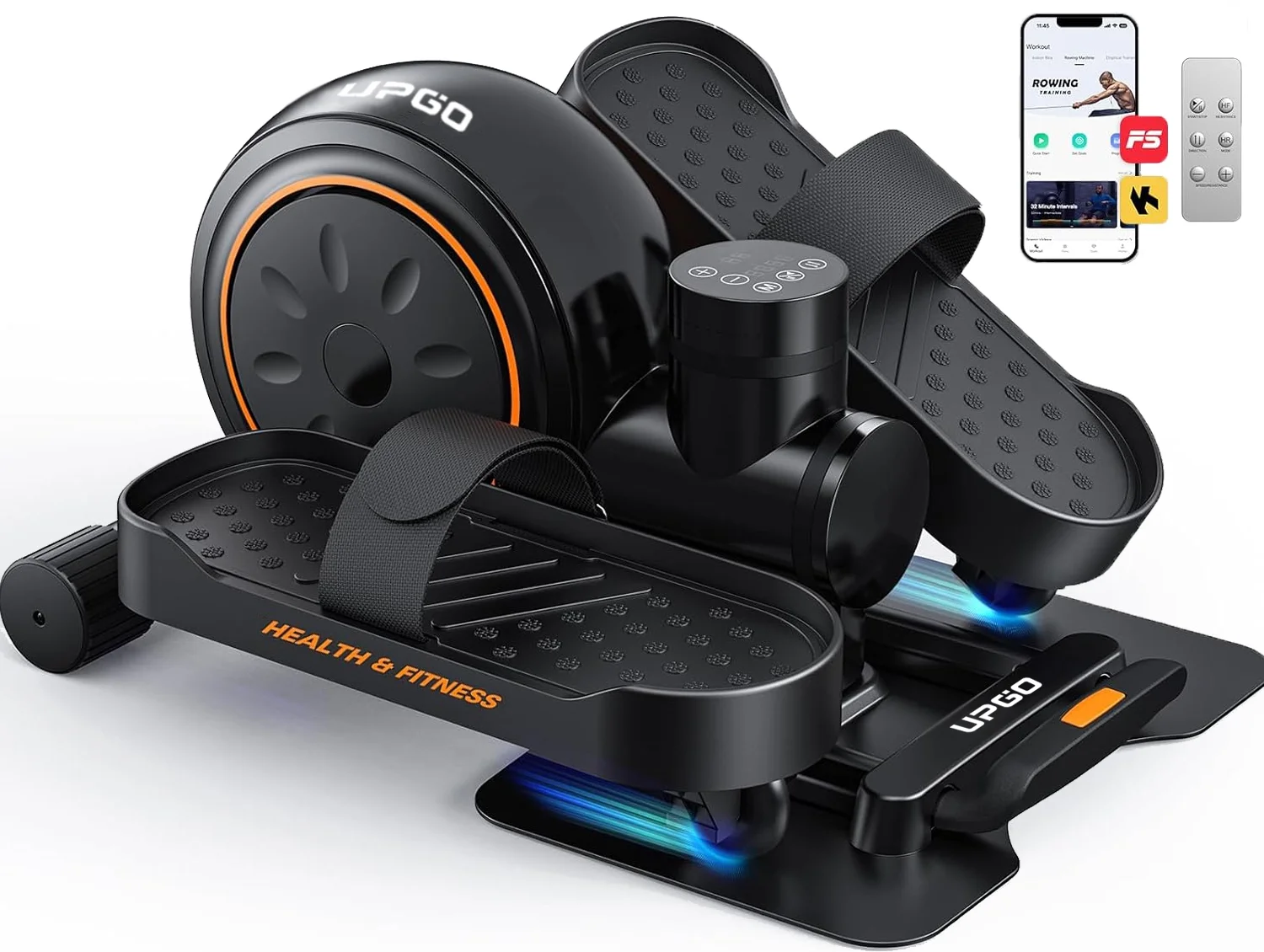 UPGO Under Desk Ellipticals Electric, Elipse Leg Exerciser for Seniors Fully Assembled, Seated Pedal Exerciser with Remote Control & Non-Slip Pedals