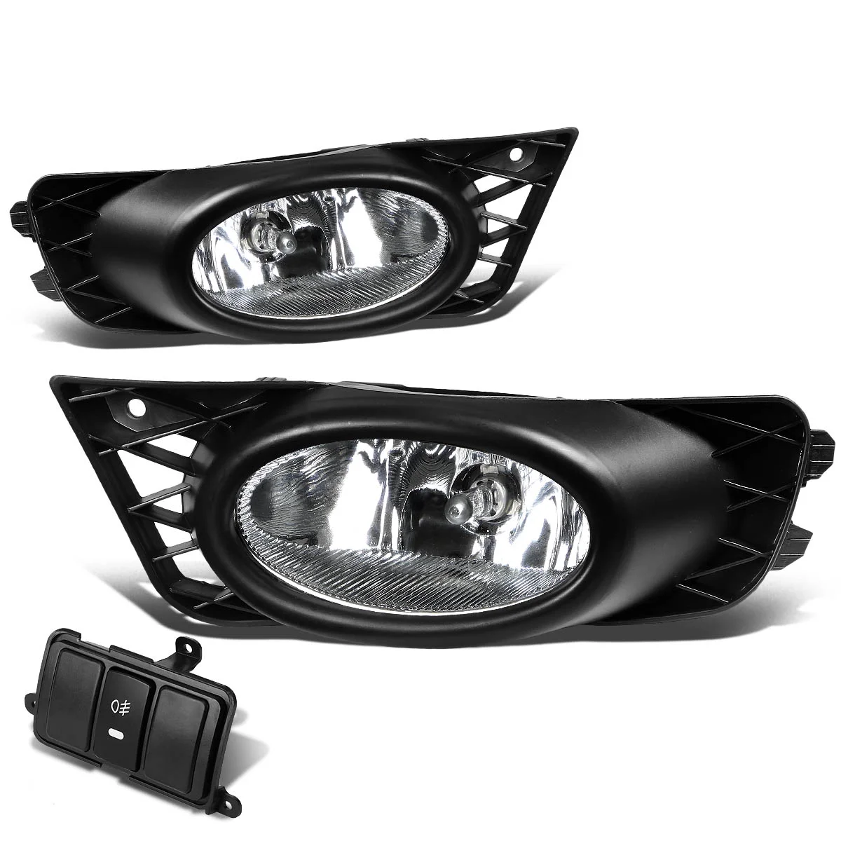DNA Motoring FL-HC09-CH For 2009 to 2011 Honda Civic Sedan Front Bumper Driving Fog Lights+Wiring Kit+Switch+Bezel Cover Clear Lens 10