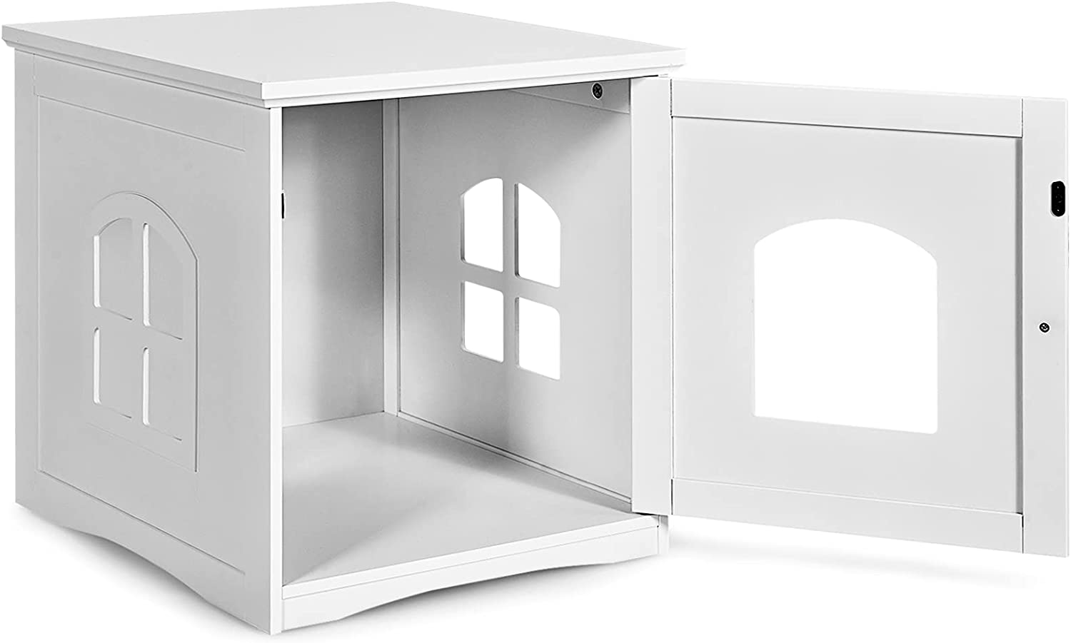 PETSITE Cat Litter Box Enclosure, Hidden Litter Box Furniture, Wooden Kitty Washroom Storage Cabinet, Enclosed Cat House Side Table Nightstand