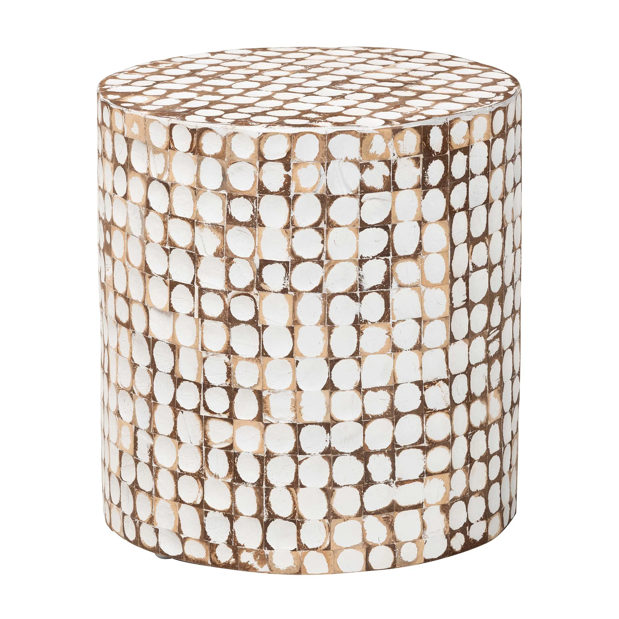 bali & pari Juliette Boho End Table, Round , Ivory