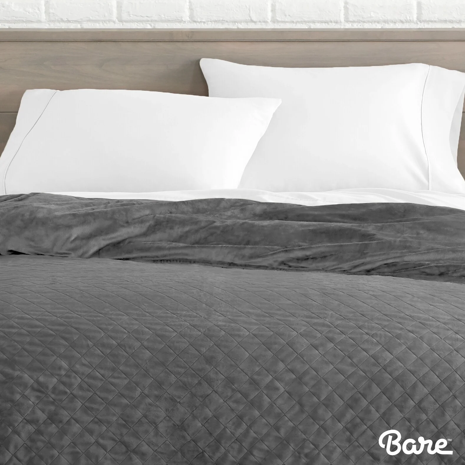 Bare Home  Weighted Blanket with Cover - Improved Heavy Blanket with Premium Glass Beads Grey w/ Quilted Cover 60