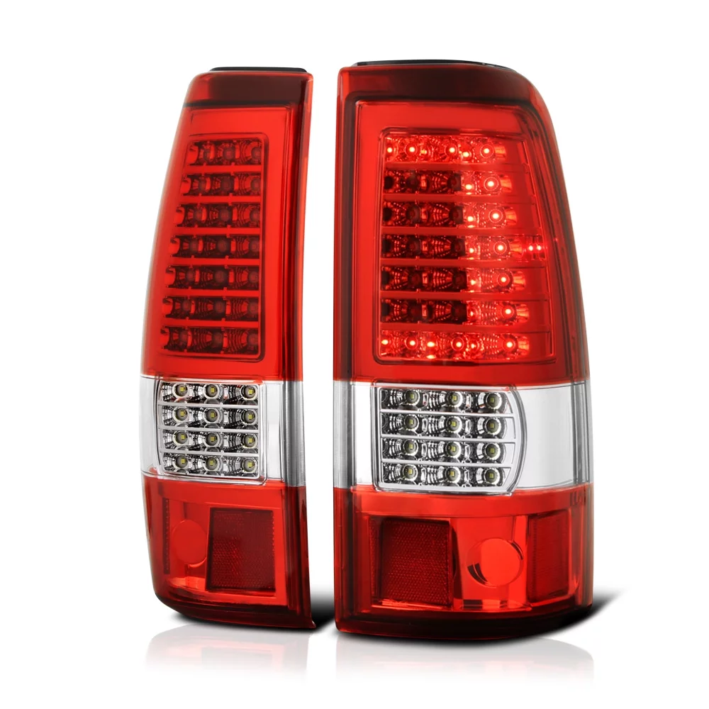 VIPMOTOZ C-Shape Full-LED Tail Light Lamp Assembly For 1999-2002 Chevy Silverado & 1999-2006 GMC Sierra 1500 2500 3500, Driver & Passenger Side