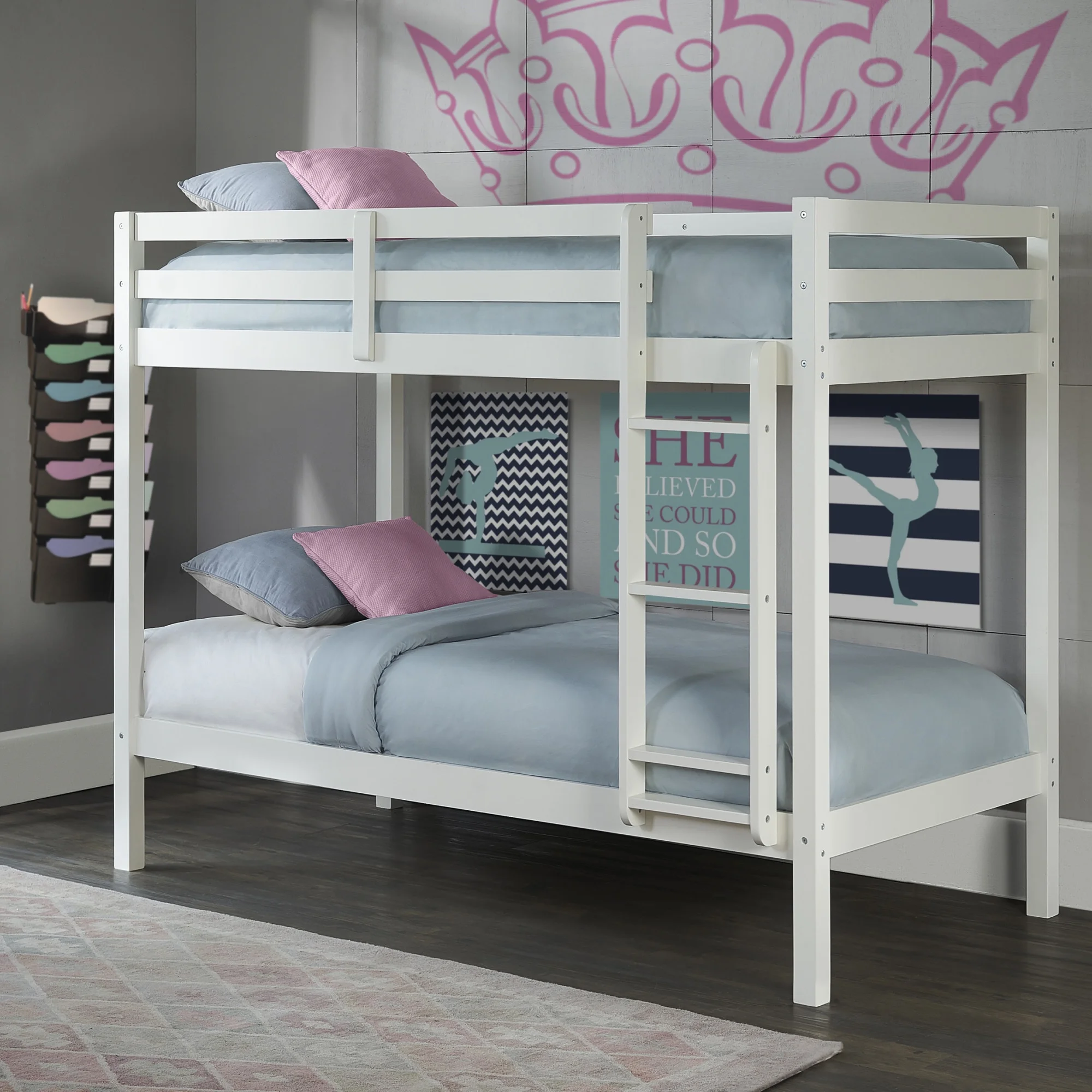 Hillsdale Kids and Teen Caspian Wood Twin Over Twin Bunk Bed, White