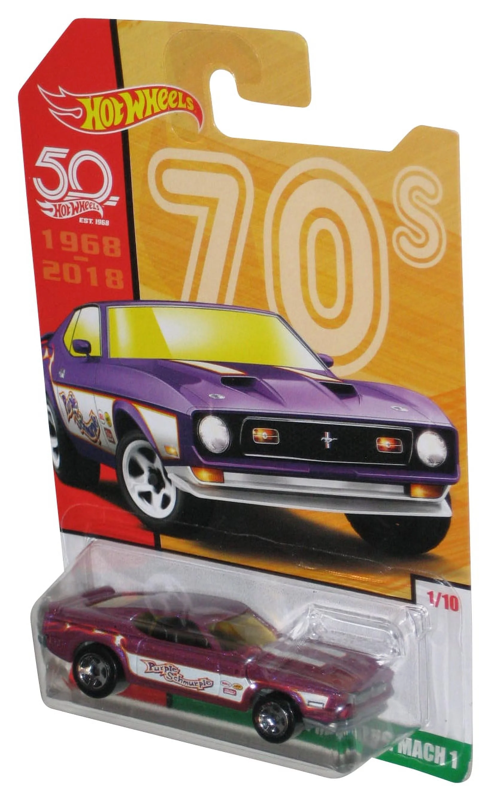 Hot Wheels 50th (2017) 70's Purple Magenta '71 Mustang Mach 1 Car 1/10