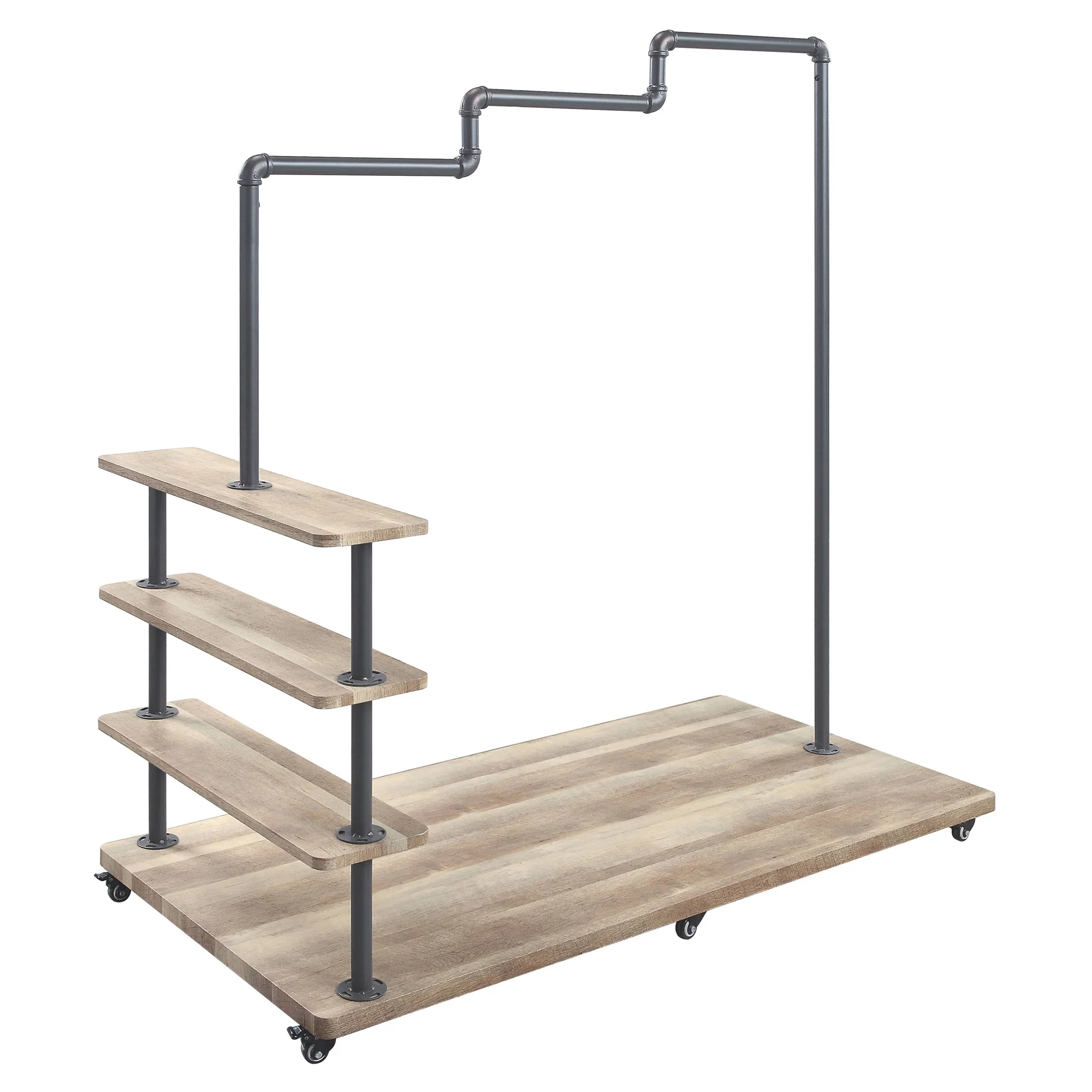 ACME Brantley Storage Hanger Rack in Oak and Sandy Gray