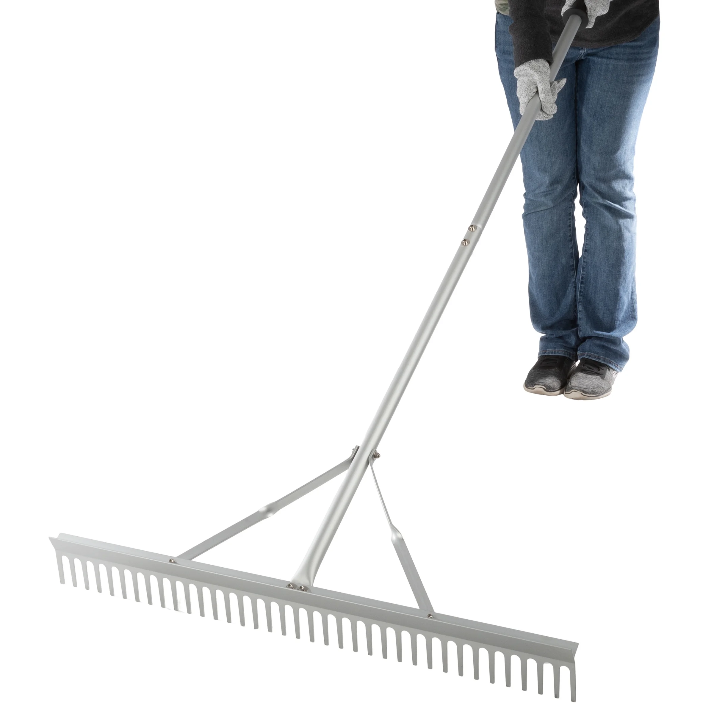 Pure Garden 36in Landscape Rake - Aluminum Metal Rake and Lawn Care Gloves
