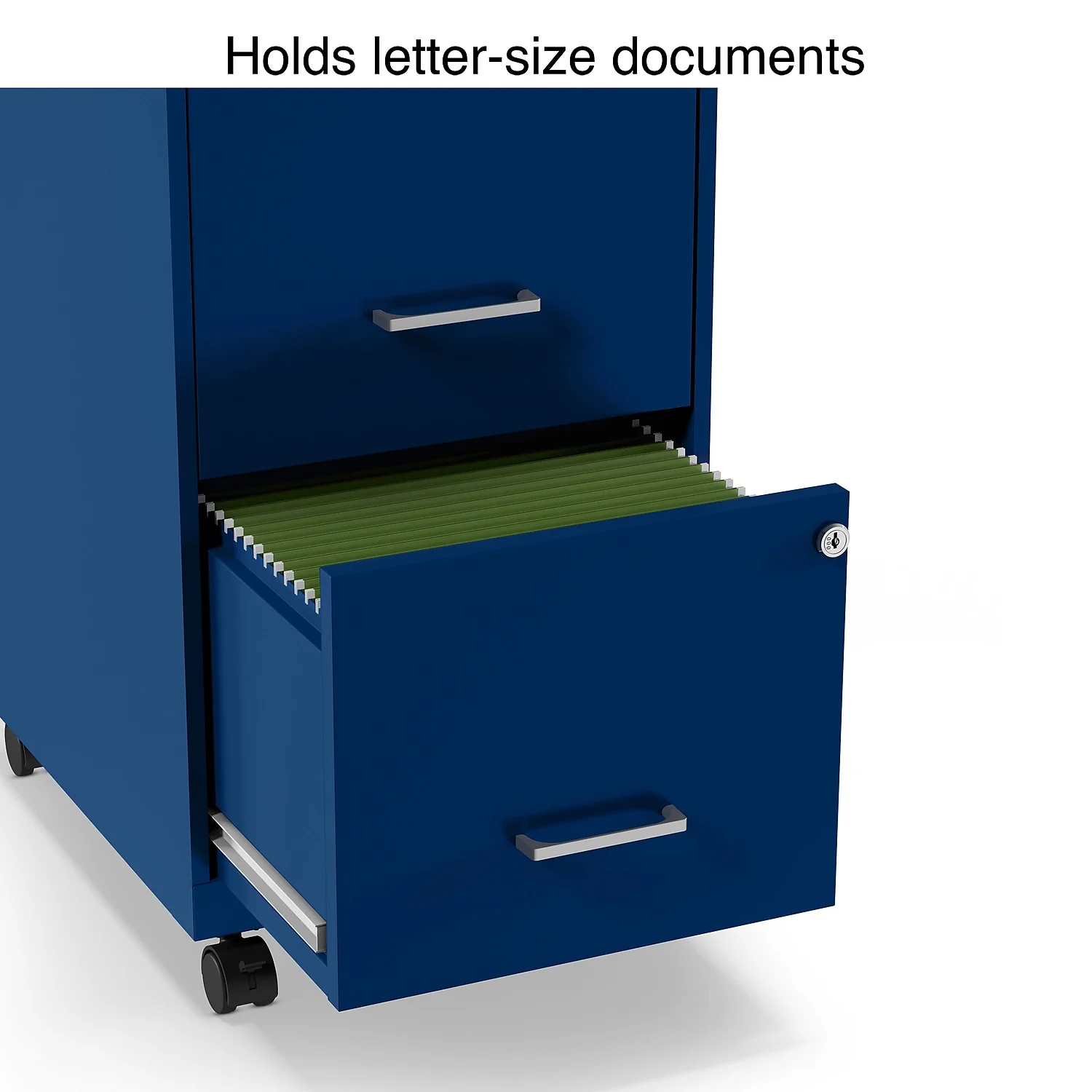 Staples 2-Drawer Light Duty Vertical File Cabinet Locking Letter Blue 18