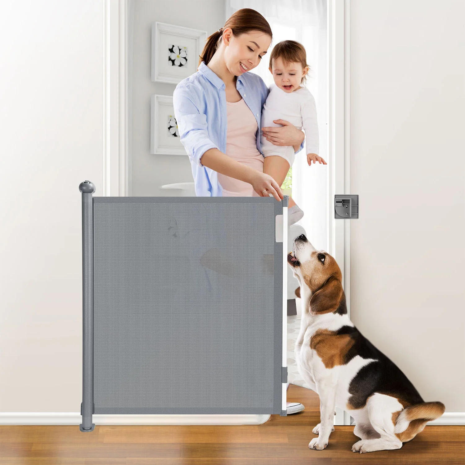 Retractable Baby Gate Extra Wide iMounTEK Baby Security Gate 118in  Stair Blocker Gate for Toddlers with Punch Kit Punch-free Kit Mesh Baby  Safe Gate for Doorway Hallway Stairs Indoor Outdoor Grey