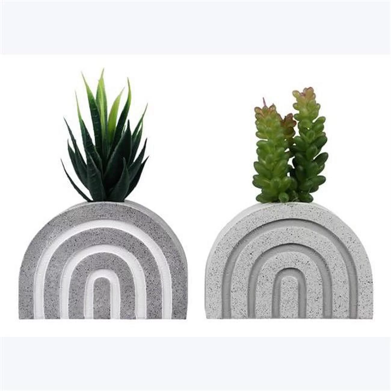 Resin Carved Stone Succulent Planter, 2 Assorted Color
