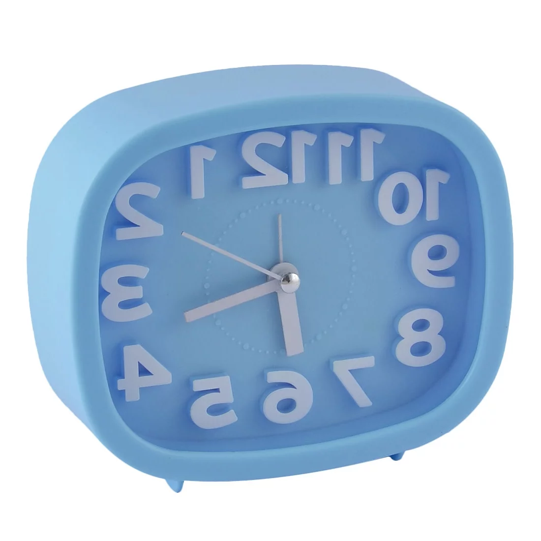 Plastic Oval Silent Battery Powered Arabic Number Alarm Clock Blue