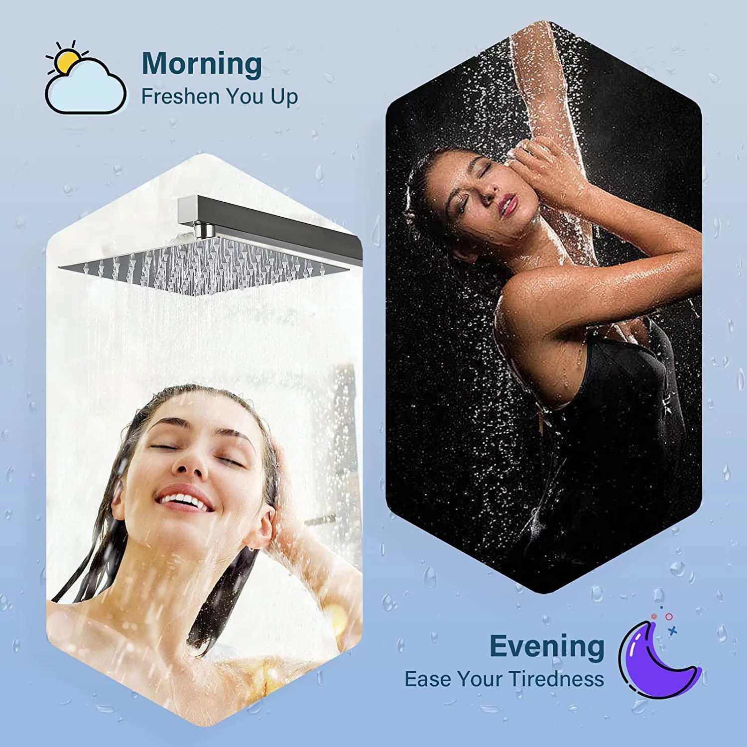 Shower Faucet Matte Black Shower System with 12 Inches Rain Shower Head and Handheld Spray Bathroom Luxury Rain Shower Faucet Set Complete Wall Mounted