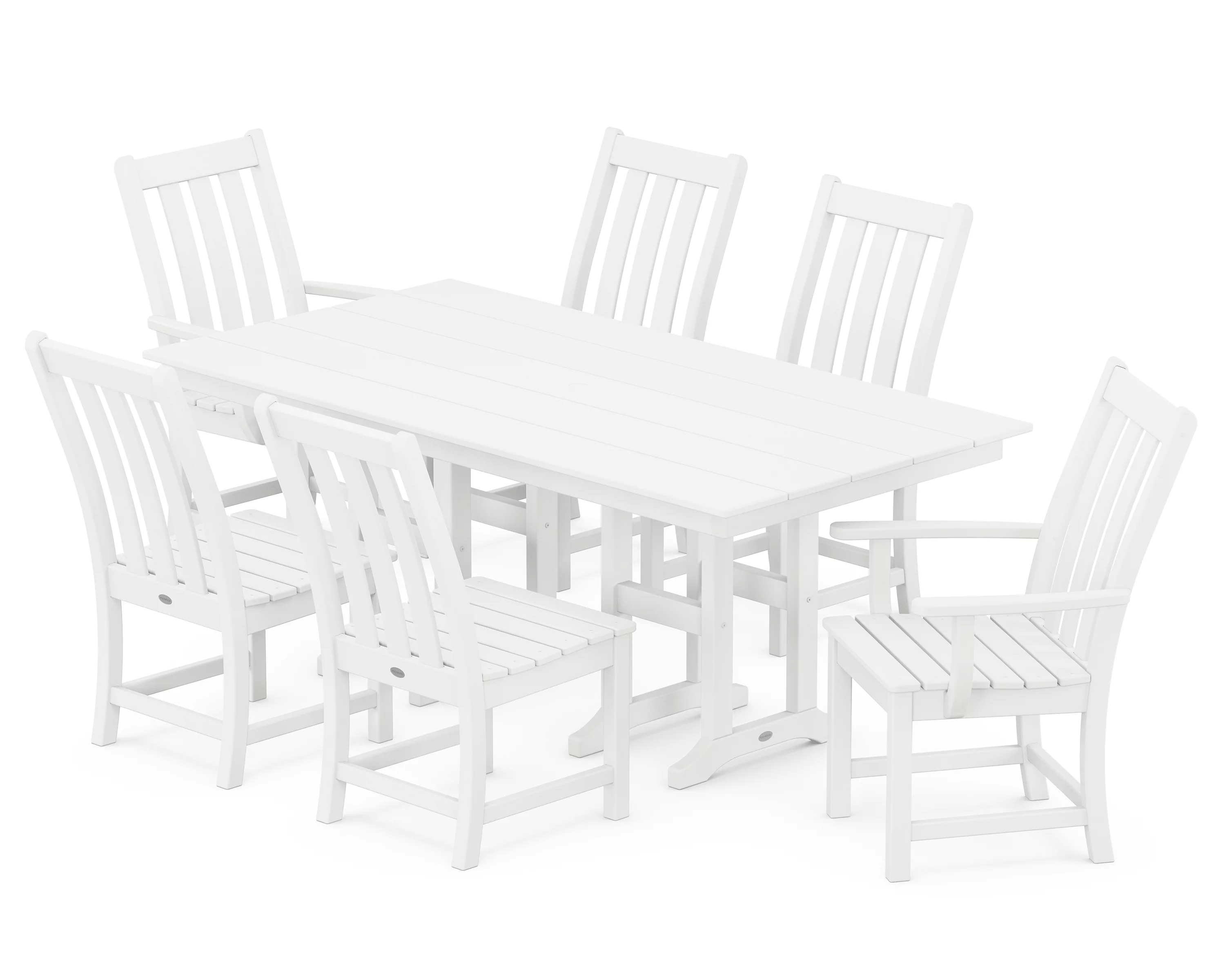 POLYWOOD Vineyard 7-Piece Farmhouse Dining Set in White